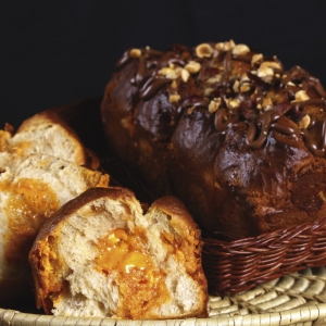 Brioche de Nutella com Gotas de Chocolate e Morango