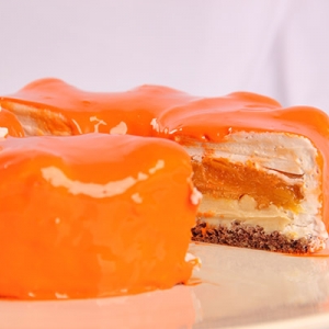 Entremet de Damasco com Creme Suíço sem Glúten e sem Lactose