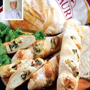 Baguete Escarola, Mussarela e Bacon