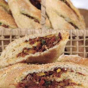 Pão de Tapioca com Carne Seca e Abóbora